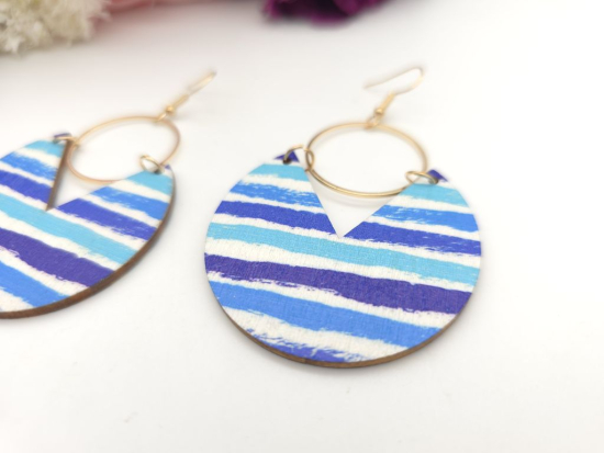 Preview: Große Holz Ohrringe Wood Muster